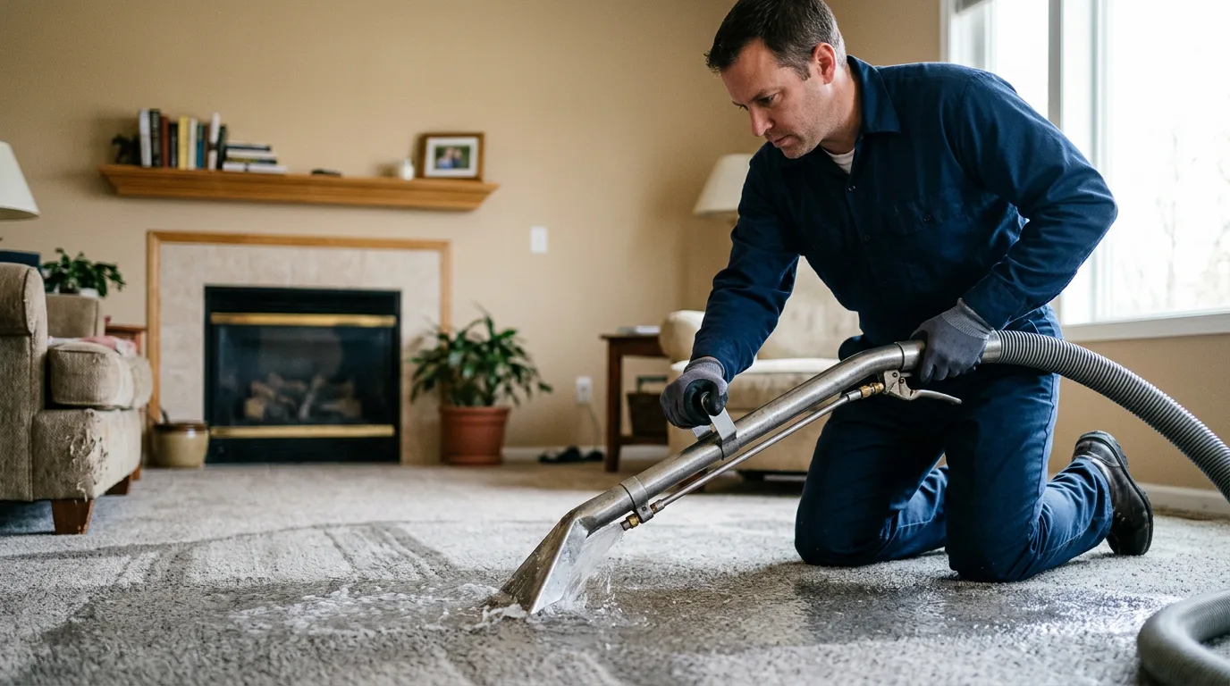 Water damage restoration technician working near Lubbock, TX